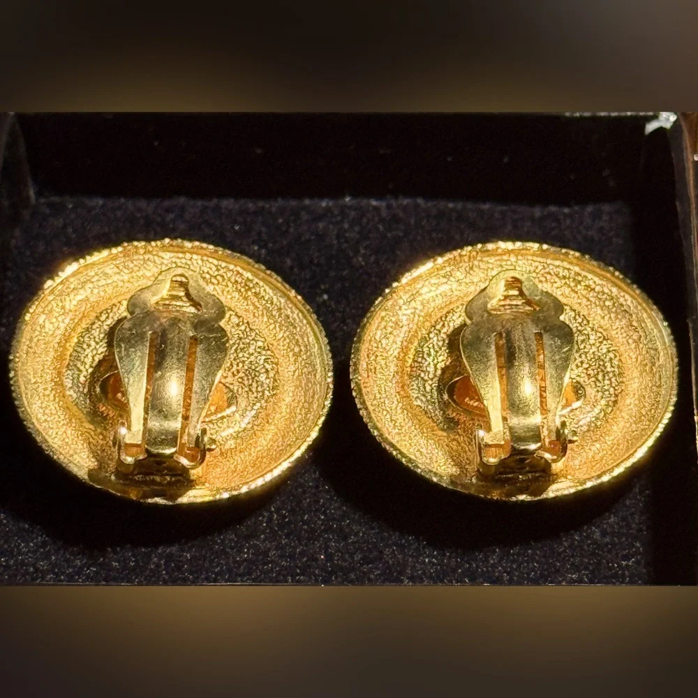 Chanel Vintage‎ Gold Plated Faux Pearl Earrings